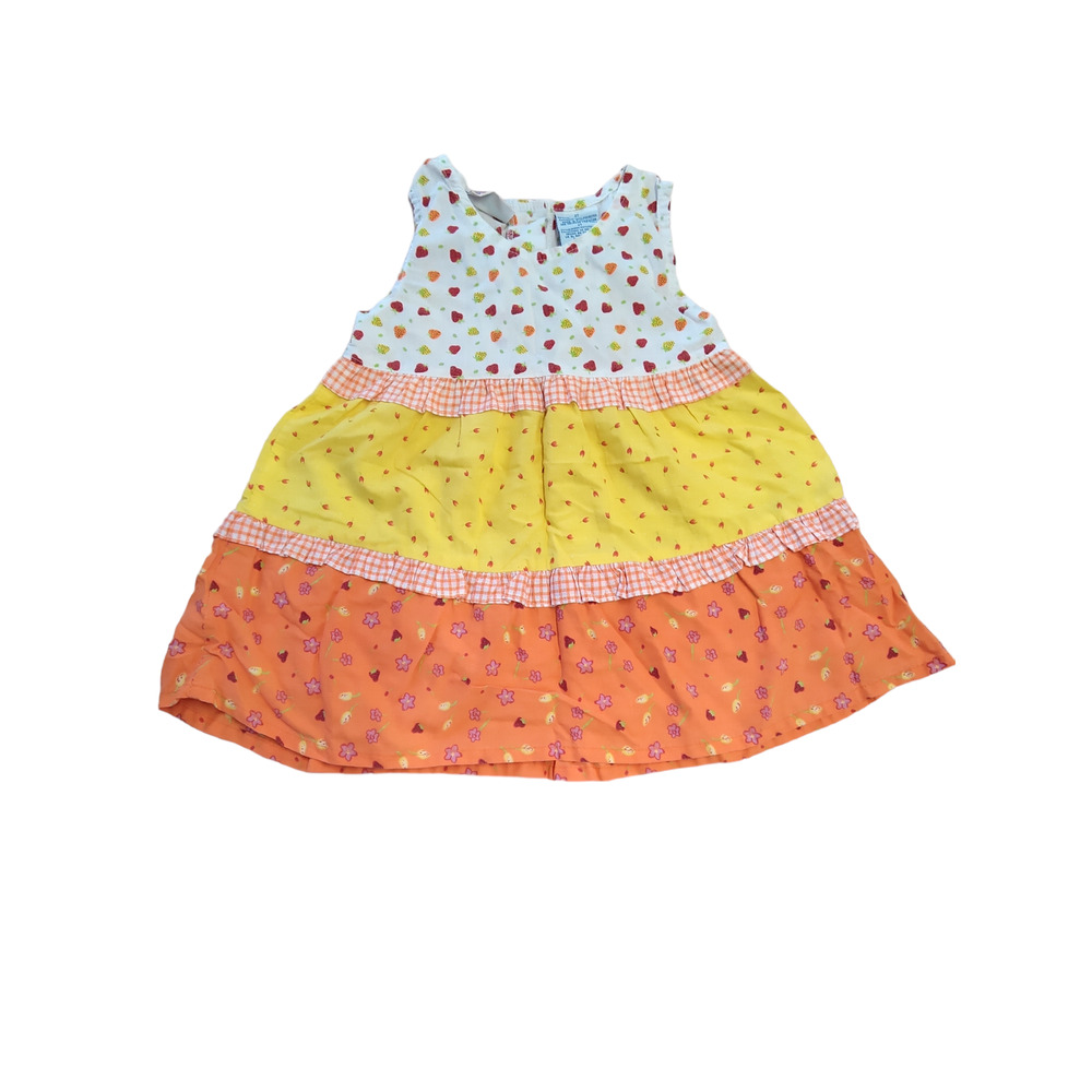 Vintage 90s Small Steps Strawberry & Floral Sun Dress sz 2T